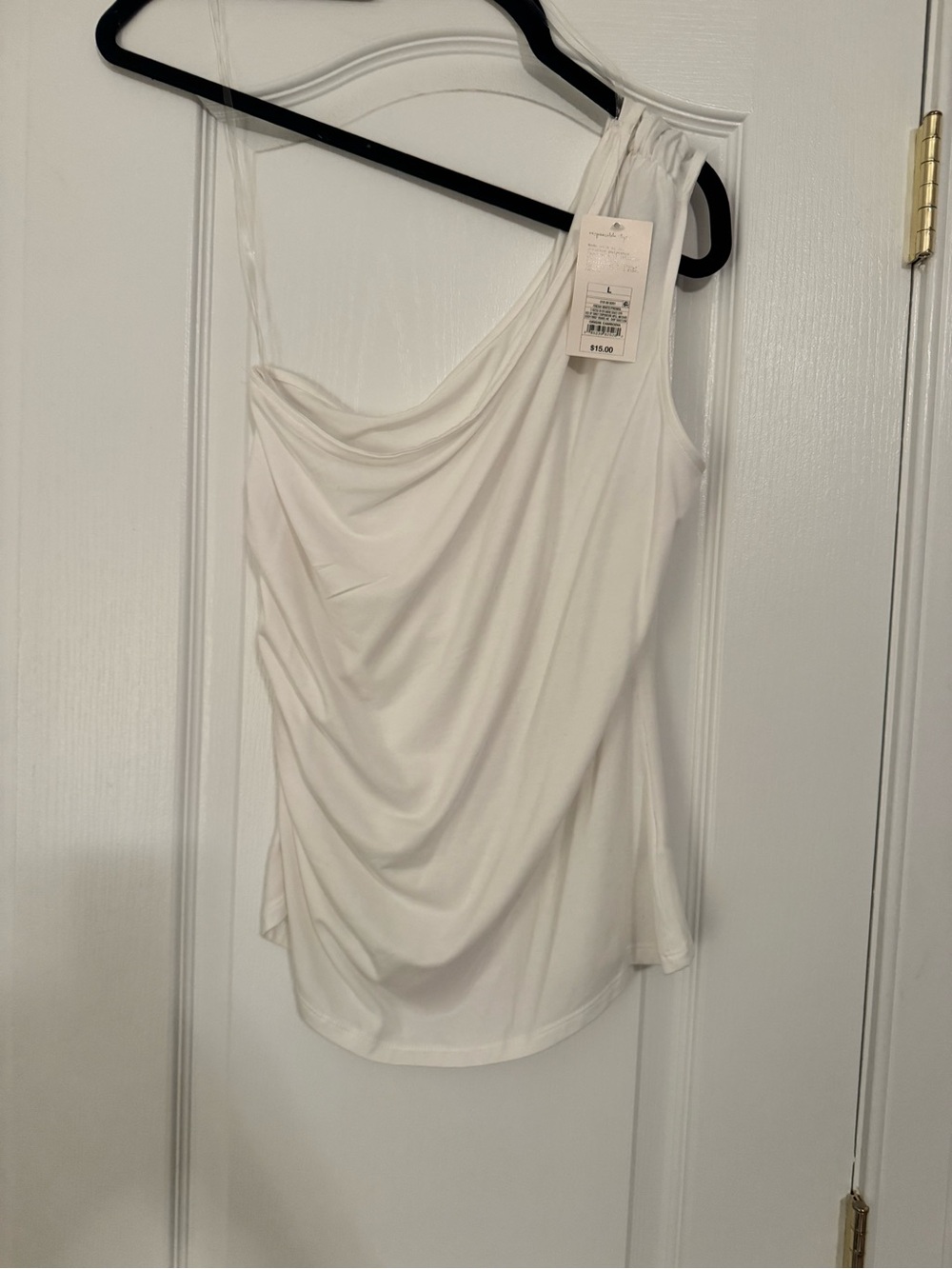 a new day White One-Shoulder Draped Camisole